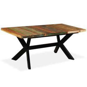 vidaXL Dining Table Solid Reclaimed Wood and Steel Cross 180 cm