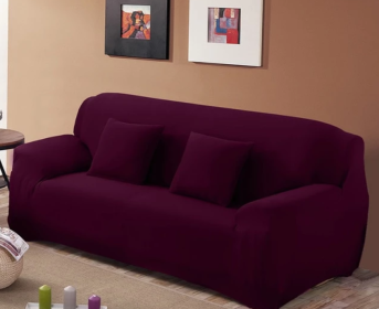 Solid Corner Sofa Covers Couch Slipcovers Elastica Material Sofa Skin Protector Cover Sofa Armchair (Option: Grape-Quadruple seat)