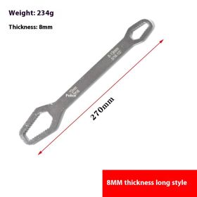 Two-headed Box Wrench 8-22 Multifunctional Non-slip Household Hand Tool (Option: Silver  8mm Length 270)